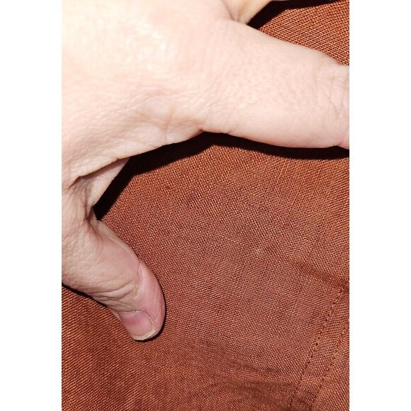 Joseph & Feiss Mens Sz L Linen Button Up Shirt Shirts Short Sleeve Rust Brown - Picture 7 of 9